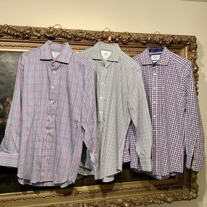 Trio of Charles Tyrwhitt Men's Checkered Shirts - Sz 16/33